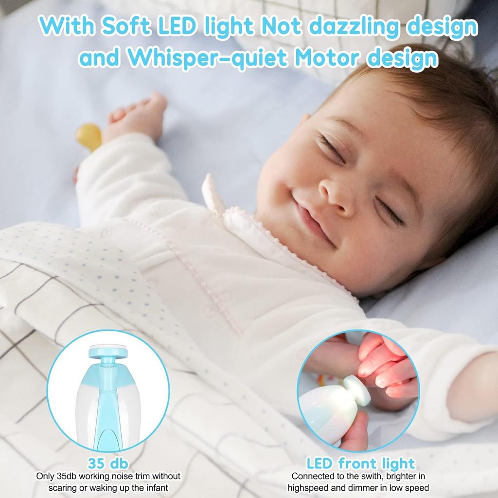 Baby Nail Trimmer Electric,Baby Nail Clippers, 6 In 1 Baby Nail File,Nail File Baby Grooming Kit Manicure Set for Toddler or Adults (Blue)