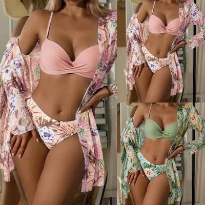 Women's Bikini Floral Sexy Quick-drying Swimsuit 3-piece Set