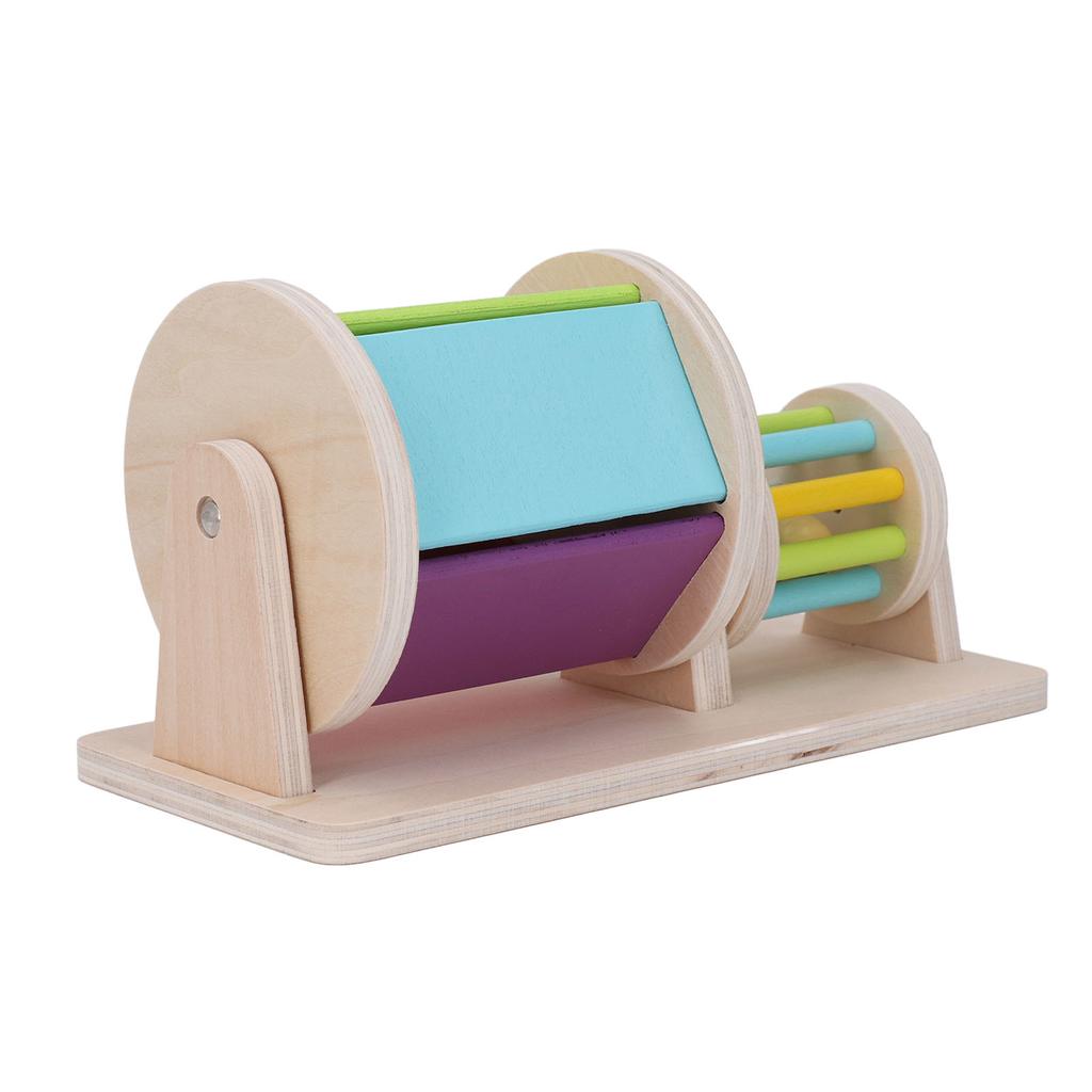 Wooden Rolling Drum Color Cognition Sensory Rolling Drum Toy Educational Toy for Children