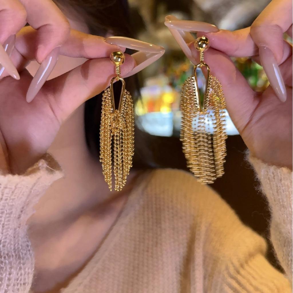Silver Needle Metal Tassel Earrings Vintage Commuter Earrings Earrings Women