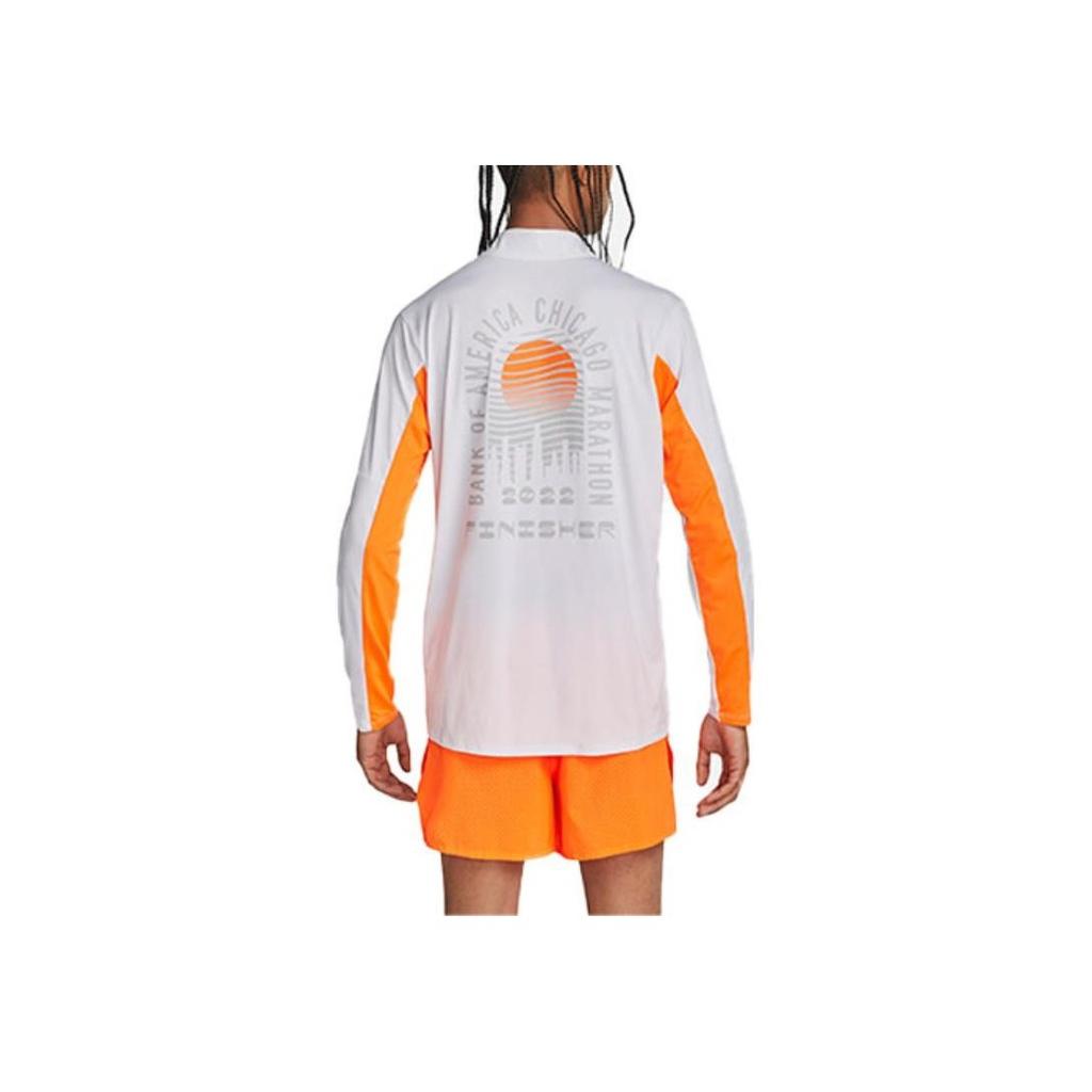 Nike Letter Pattern Logo Print Half-Zip Round Neck Long Sleeve Sports T-Shirt Men Tops White DX4501-100