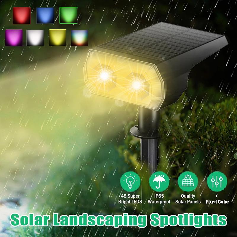 48 LED Solar Powered Lawn Light Waterproof Landscape Lights Adjustable Wall Lamp for Garden Countyard Decoration Spotlights