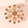 European-American Style Diamond-Studded Rose Flower Ring with Pearls - Retro, Creative, and Stylish Design