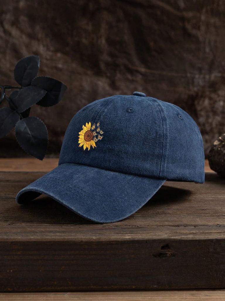 1pc Outdoor Leisure Sunflower Printed Adjustable Baseball Cap Valentine's Day