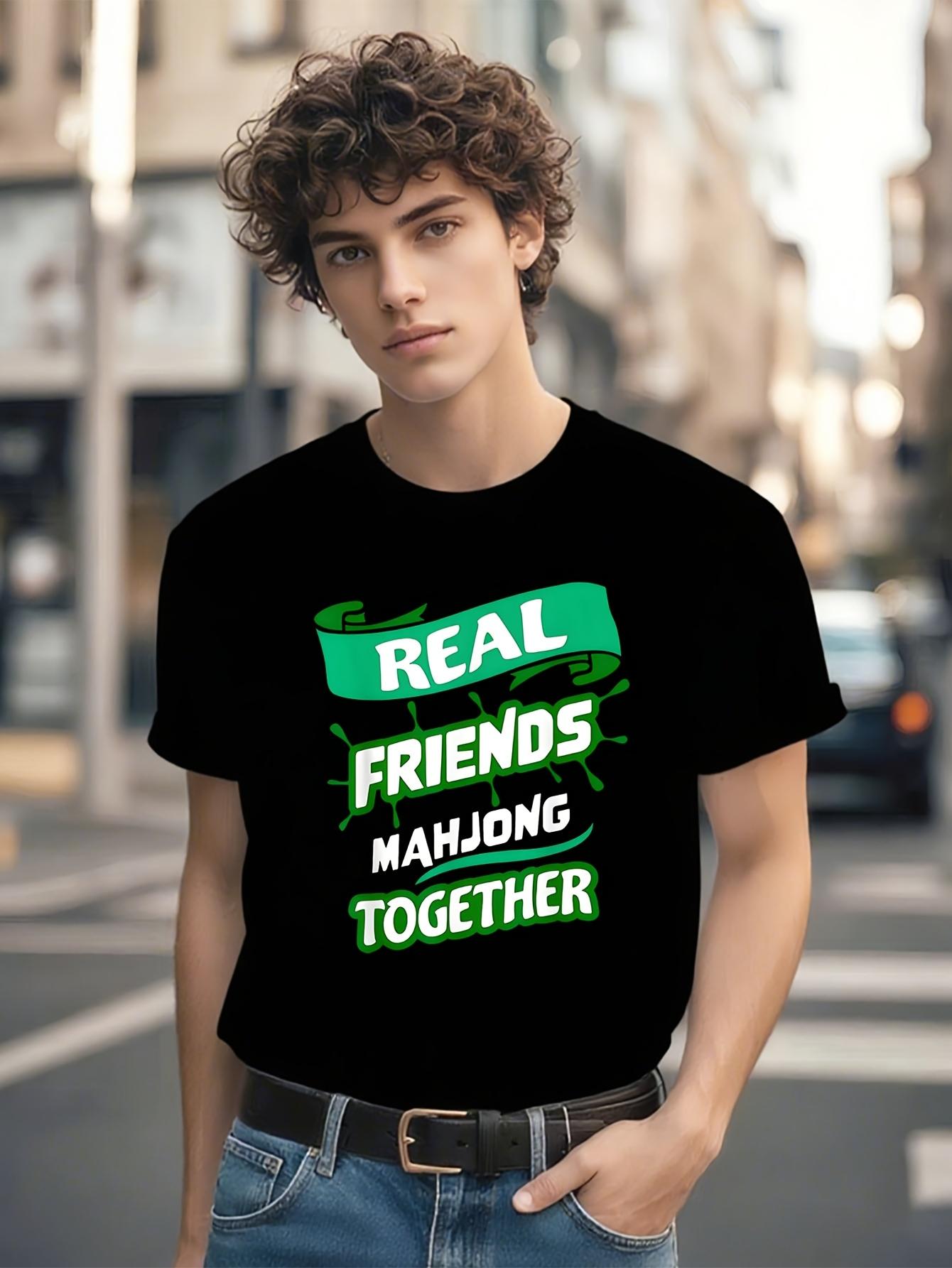 Funny Tshirt Funny Mahjong Lover Tshirt - REAL FRIENDS MA... M