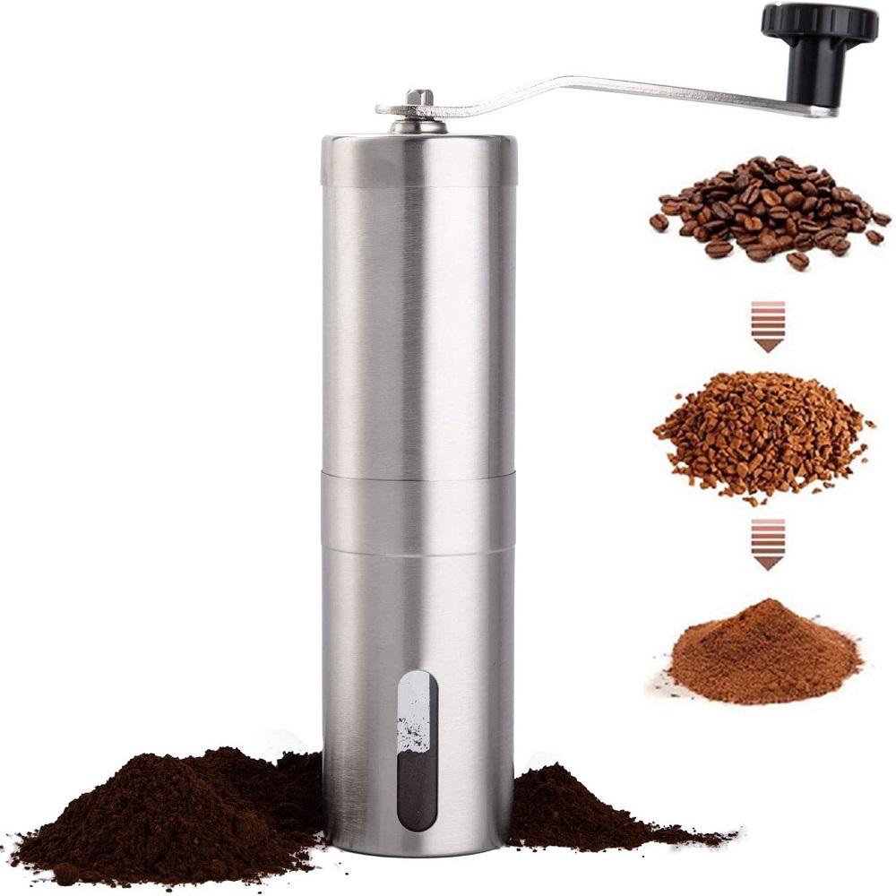 Camping Portable Stainless Steel Manual Coffee Grinder Adjustable Grind Settings