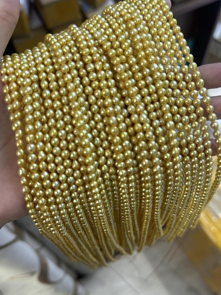 Collar Irregular Barroco de Perlas Doradas de Agua Dulce Natural Optimizadas 4-5 mm Materiales para Manualidades