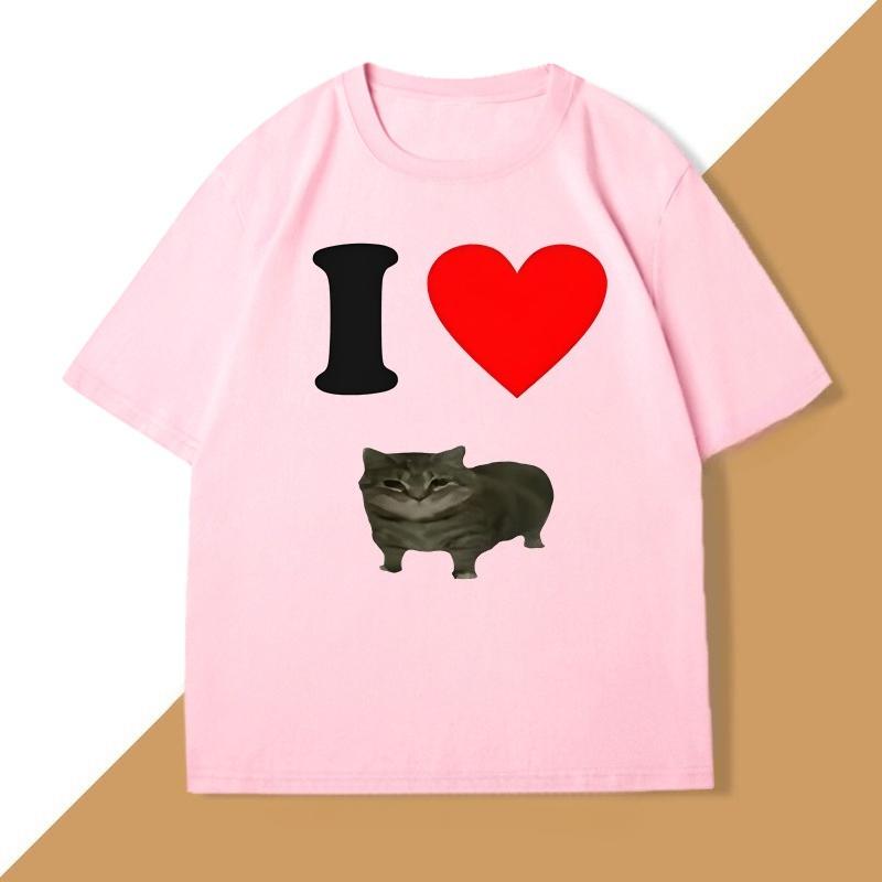 I Love Oiiaoiia Cat Meme TShirt Unisex Women Funny T Shirts Parody Tees Tiktok Tshirt Funny Streetwear Tops Oversized Loose Tops