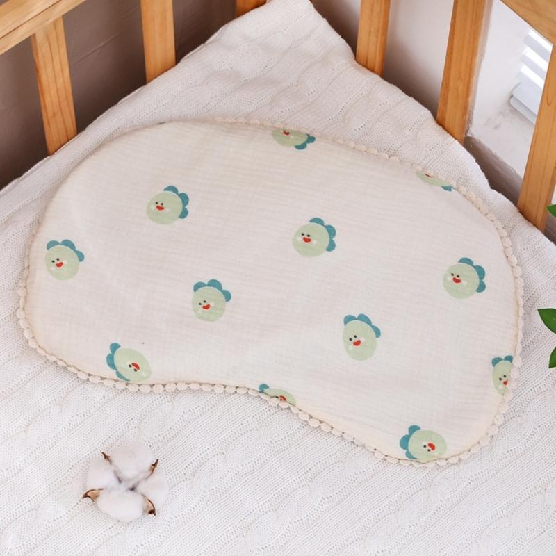 Comfortable and Cooling Infant Pillow Double Layer Gauzes Buckwheat Filling Pillow Breathable Moon-shaped Baby Pillow