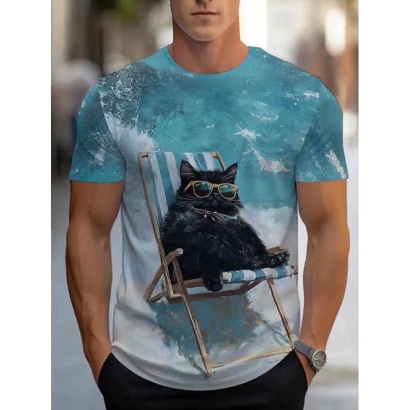 Sommer Herren 3D-Druck Rundhals-T-Shirt