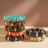Acrylic Round Beaded Bracelet Irregular Geometric Metal Splicing Bangle for Women Imitation Stone Chain Bracelet Accessories