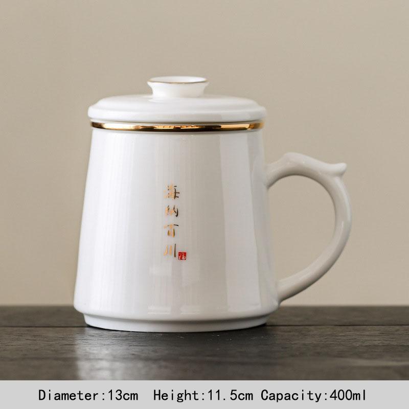 400ml Simple Ceramic Tea Cup With Infuser And Lid Tea Mugs Handle Personality Modern Coffe Cup For Home Office