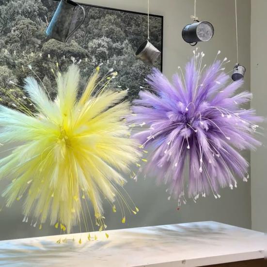 6 szt. Sztuczna Trawa Pampasowa Dekor 17,7" Krótkie Puszyste Sztuczne Gałązki Pompas Wielokolorowe Sztuczne Pędy Boho Wypełniacz do Wazonu Kompozycja Kwiatowa