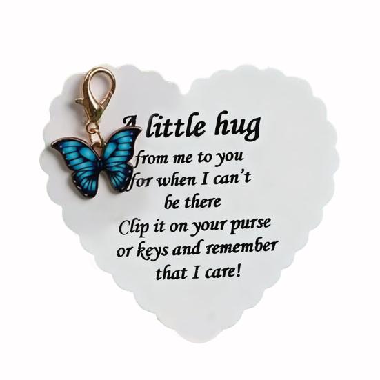 

Подвеска-бабочка с вдохновляющей карточкой Эмоциональная поддержка Карманные обнимашки Брелок-подвеска в виде бабочки Украшение для кошелька Рождественский подарок на день рождения Подарок для поддержки синий