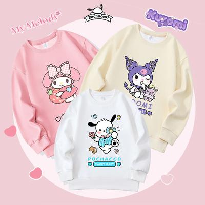 Mädchen Rundhals-Sweatshirt My Melody Sario Niedlicher Hoodie Kleidung Kawaii Mädchen Kuromi Sweatshirt Frühling Herbst Sweatshirt Kinder Oberteile