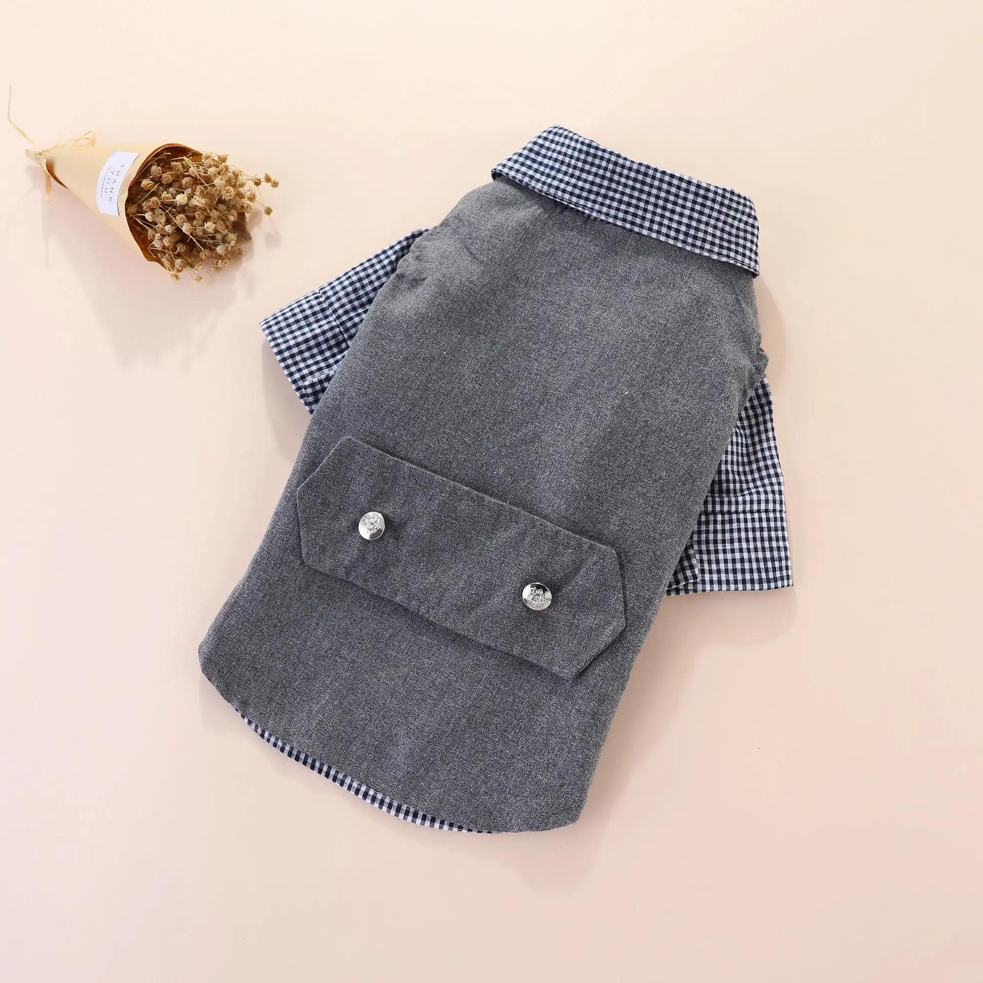 

Boy Dog Clothes Shirt Gentleman Suit Vest Tuxedo Male Dog Clothing Wedding Costume Outfit Pomeranian Poodle Schnauzer Dog Coat S сірий колір