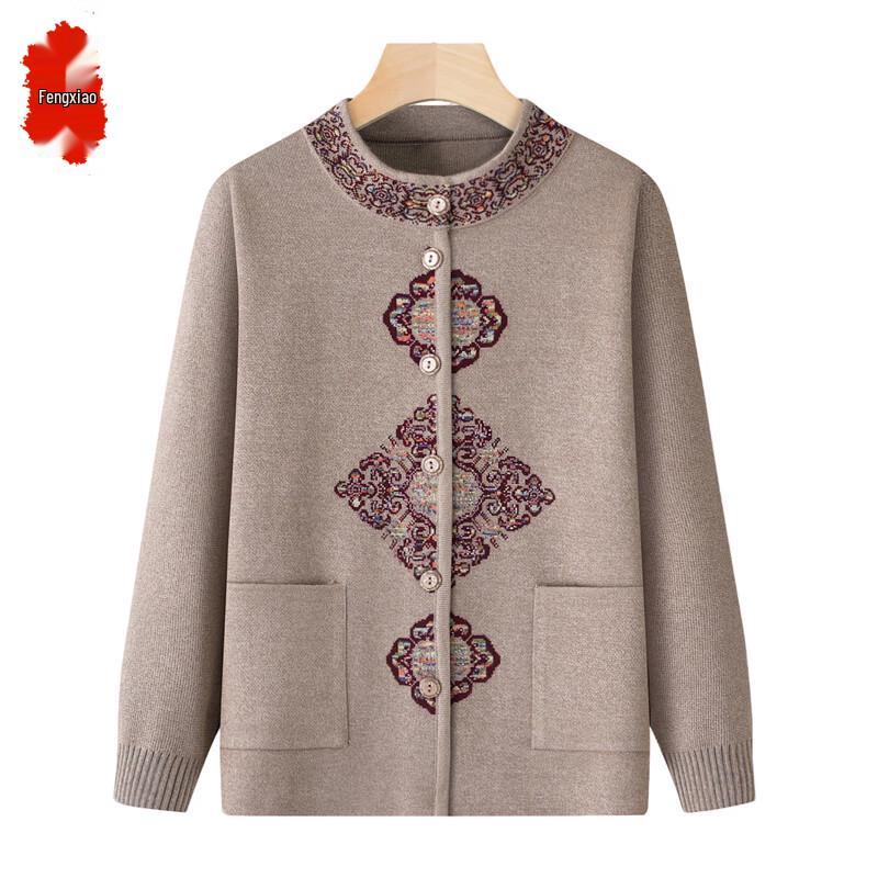 Fengxiao Mid-Aged Women's Knit Cardigan Sweater