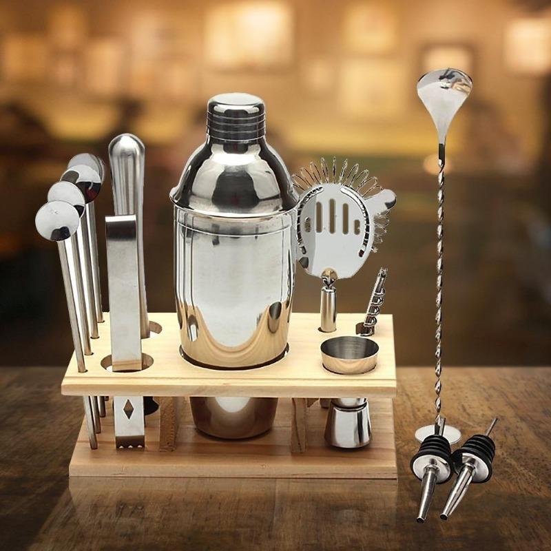 Yeni 14 Adet/takım Parti Bar Profesyonel Barmen Seti Mikser 550 ml Boston Shaker Bar Seti Premium Barware Çok