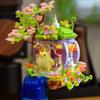 Kleiner Bärenburg im Himmel Spieluhr Bausteine Kleine Teile Mädchen Geschenk Montagespielzeug Kawaii Zimmerdekoration Diy Bausteine