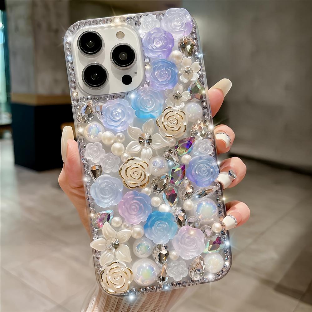 

Glitter Bling 3D Floral Phone Case For XiaoMi 15 Ultra 14 Pro 14T 14A Plus 13 Lite 13T 12 12T 12S 12X 5G Rhinestone Rose Flower Crystal Cover XiaoMi 15