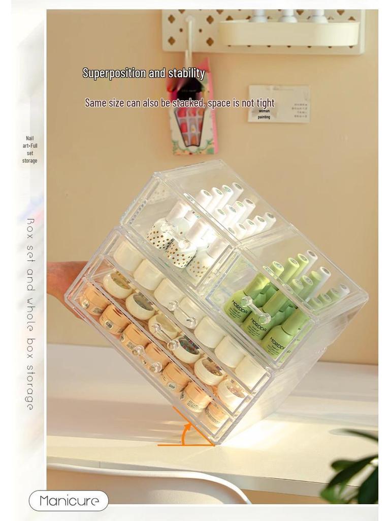 Acrylic Transparent Nail Art Storage Box with Drawers