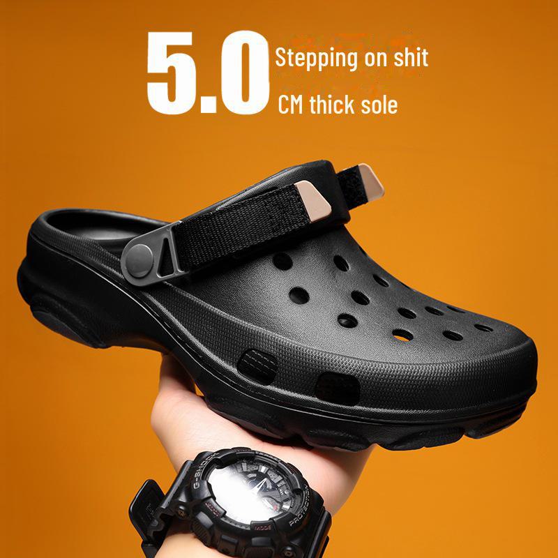 

Мужские летние модные сандалии с закрытым носком - Большие пляжные туфли с кокосовой дыркой 43 чёрный