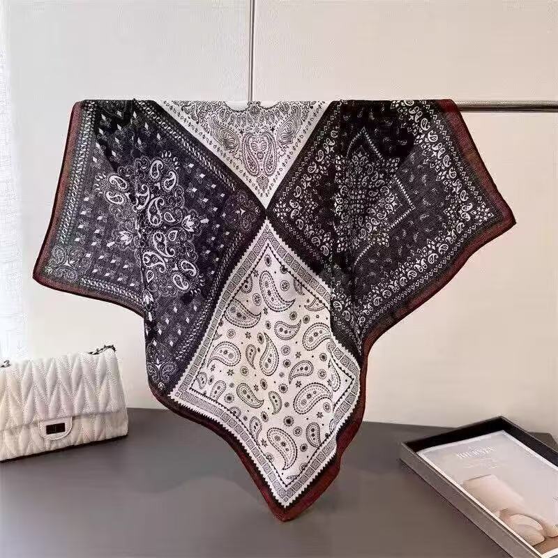 [Silk Scarf Collection] New Silk Scarf Temperament Versatile Velvet Sense Fashion Retro Soft High-end Scarf