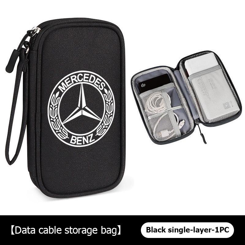 AABGW1 For Benz Oxford Cloth Car Styling Digital Data Line Box Travel Organizer Trunk Storage Bag AMG VIANO GLB GLC W108 W124 W126 W169