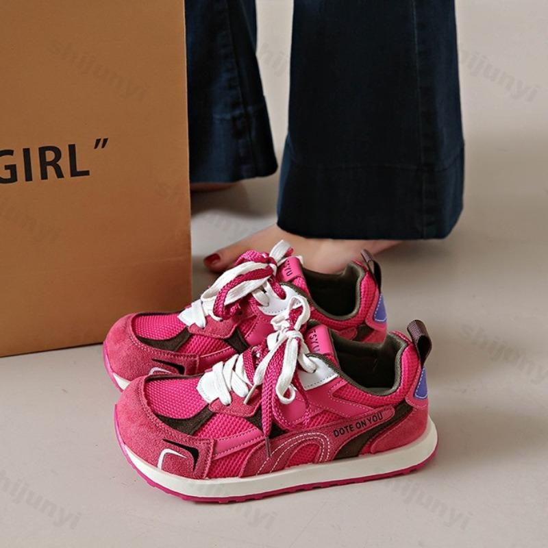 Fashion Women Casual Sports Shoes 2025 Autumn Comfortable Breathable Outdoor Running Shoe Thick Soled Lace Up Fashion Vulcanized Shoes