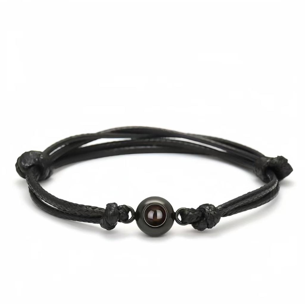 Men's Handmade Woven Bracelet: 100-Language Projection, High-End Custom Couple Accessory.