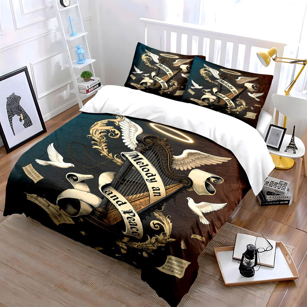 Harp, Wings, Doves, Scrolls. Bedding Sets Duvet Cover Sets Duvet Covers Pillowcases(1 * Duvet Cover 2 * Pillowcases, Without Duvet Insert)