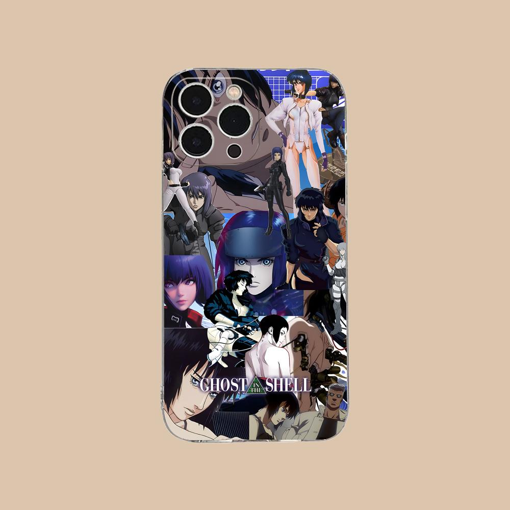 Ghost Shell Mobile Cell Phone Case for iPhone 16 15 14 13 12 11 X XR XS 8 6 Pro Max Plus Mini Clear Colour Protective Cover
