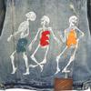 Ungetragen EIS Skelett Schadensbearbeitung Jeansjacke S blau Mit Tasche Herren Gebraucht