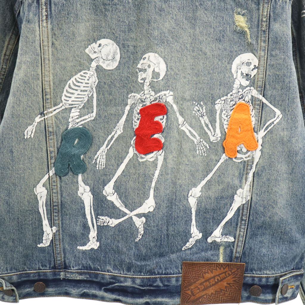 Ungetragen EIS Skelett Schadensbearbeitung Jeansjacke S blau Mit Tasche Herren Gebraucht