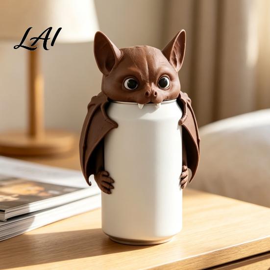 Stain Proof Jar Closures 3D Printed Bat Can Cover Reusable Soda Protector Lid Cute Animal Camping Beer Toppers Drink Dust Cap for Beverage Cans Fun