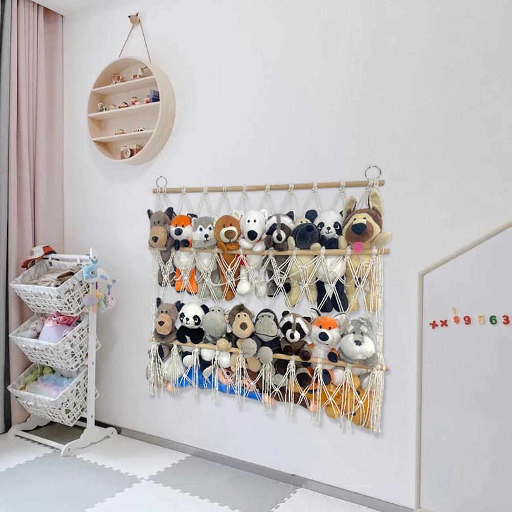 Stuffed Animal Storage Hammock Stuffed Animal Net With Hanging Hooks Hanging Toy Organizer For Children's Room Nursery