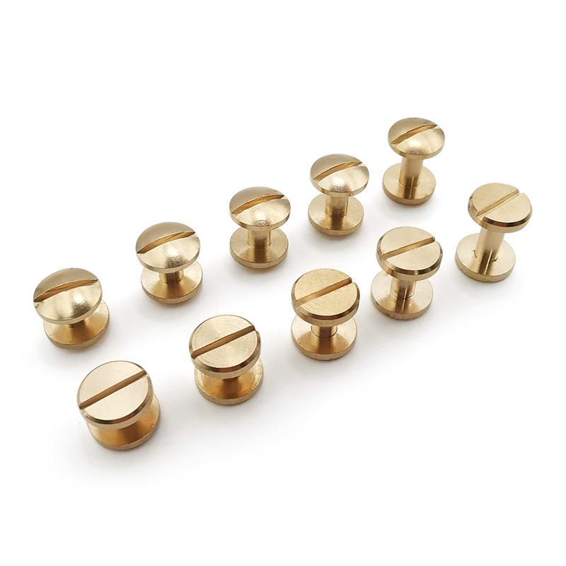 10Sets Brass Flat Head Rivets Leather Belt Button Stud Screw Nail Rivet Leather Wallet Rivets Screws Leathercraft Accessories