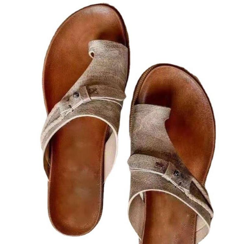 Large size cool slippers women's spring new flat-bottomed toe half slippers