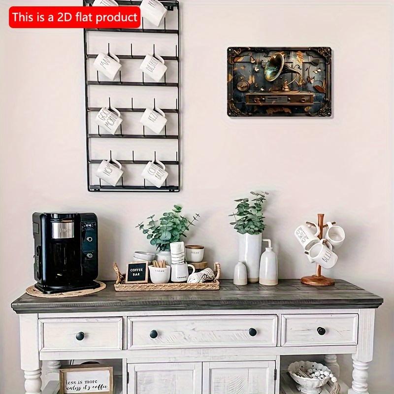 2d Flat 30*20cm Vintage Gramophone Wooden Wall Sign, Retro Wooden Decor for Home, Living Room, Bar, Cafe & Garage, Decorative Wall Poster