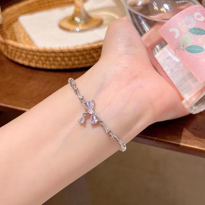Elegant Zircon Butterfly & Pearl Bracelet - Women's Versatile Glam Style