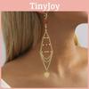 2023 Gold Glamorous Plated Triangle Crystal Heart Tassel Earrings For Women