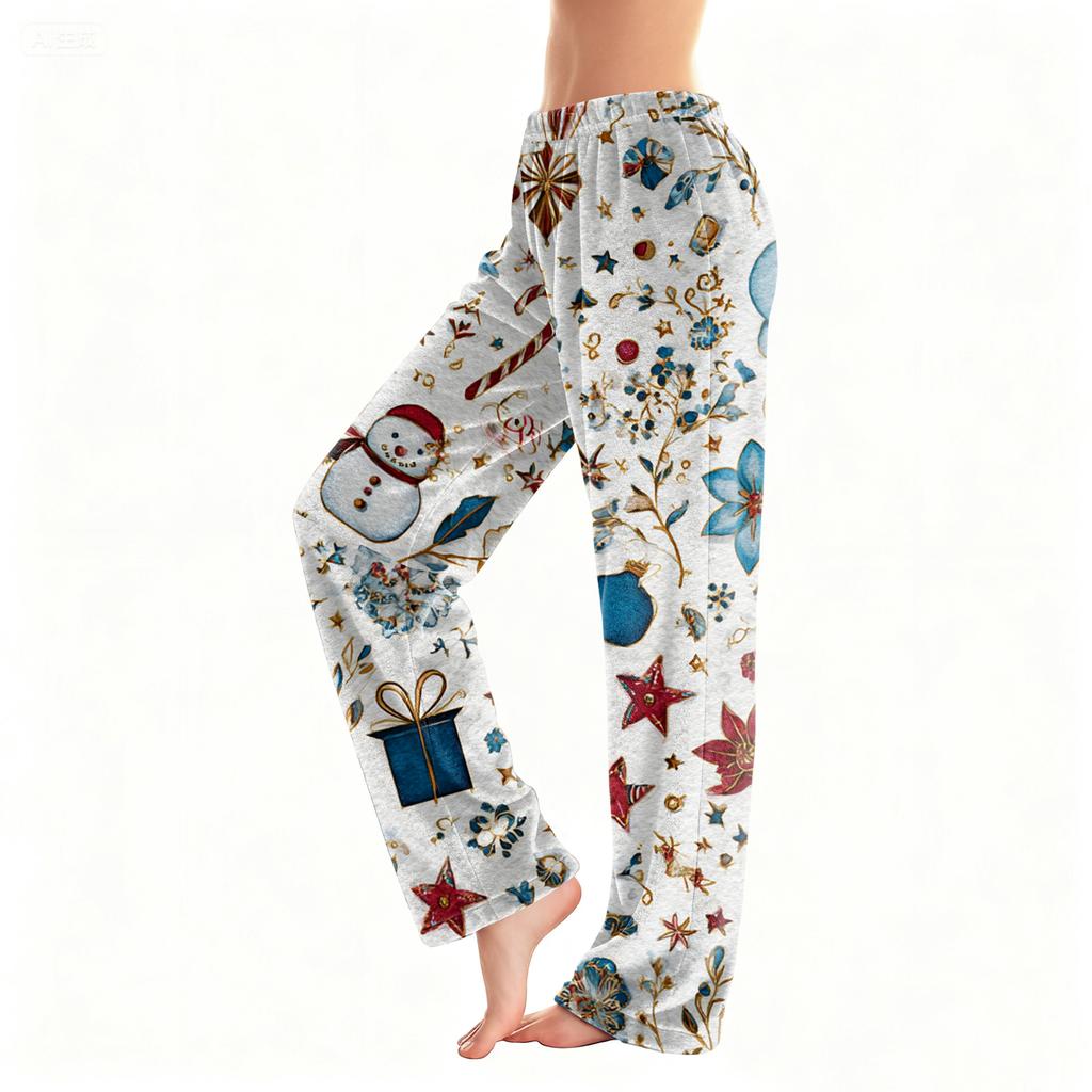 Women's Casual Fashion Christmas Printed Flannel Pants Pajama Pants