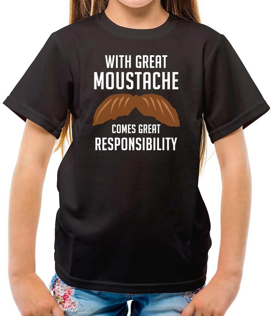 With Great Moustache - Kids T-Shirt - Comes Great Responsibility - Movember