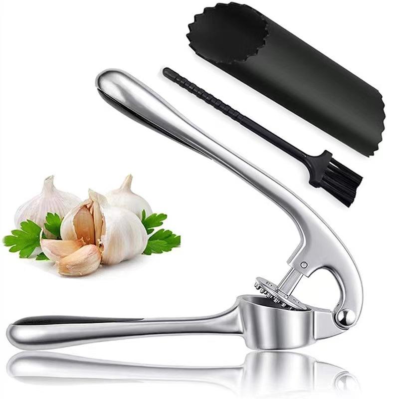New Garlic Press Easy To Squeeze Clean with Soft Easy Squeeze Ergonomic Handle Zinc Alloy Garlic Mincer Crusher Kitchen Tools