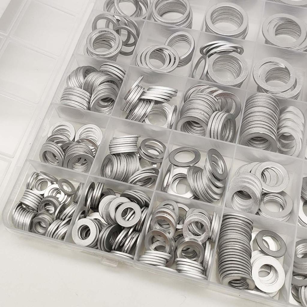 600-Piece Car Drain Plug Gasket Kit: 18 Sizes Aluminum Washers (6-24mm)