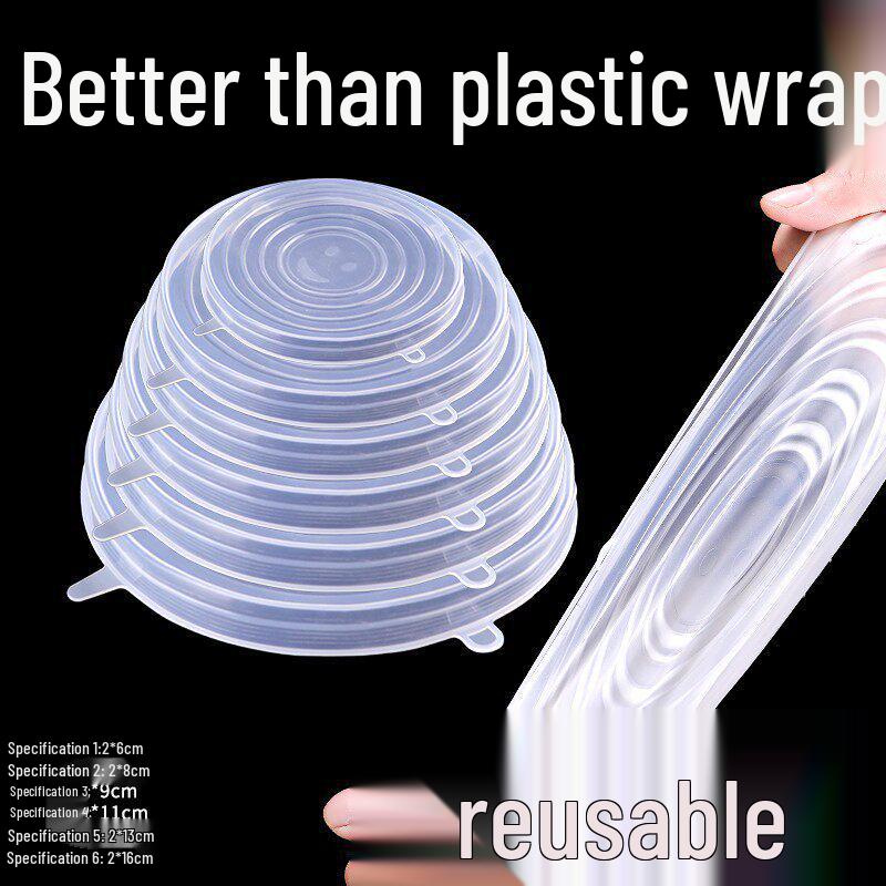 Stretchable Silicone Refrigerator Lid Set - Keeps Freshness, Seals Bowls, Prevents Flavor Transfer for Fruits & Vegetables
