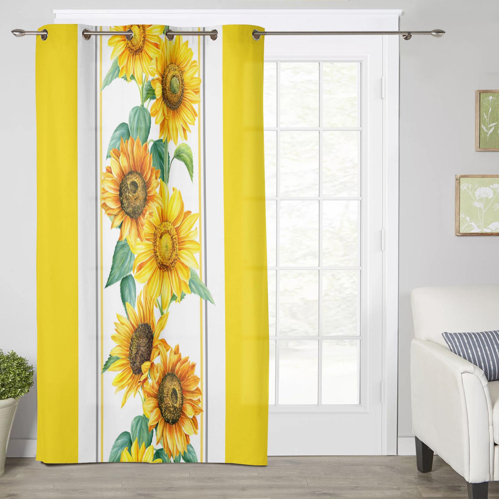 Желтые акварельные подсолнухи современные шторы для гостиной спальни шторы для кухни — фото 2