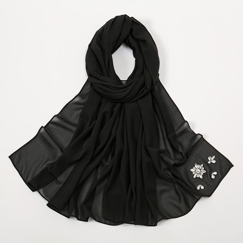New Bubble Chiffon Diamond Rhinestone Hijab Shawl Scarf Women Ramadan Muslim Headband Wraps Headscarf Foulard Muslim Hijab Sjaal