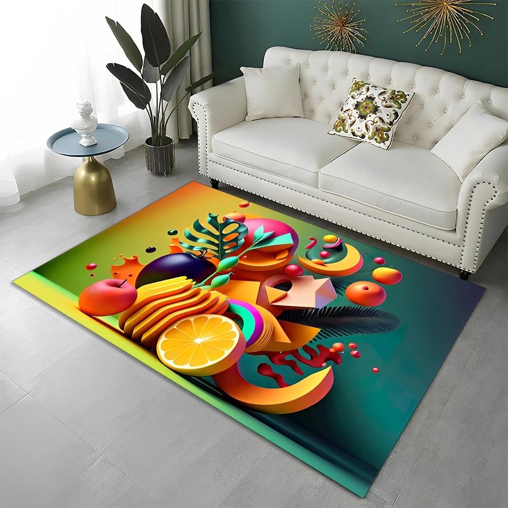 3D Cute Fruit Cartoon HD Carpet Rug for Home Living Room Bedroom Sofa Kitchen Doormat Decor,Child Area Rug Non-slip Floor Mat