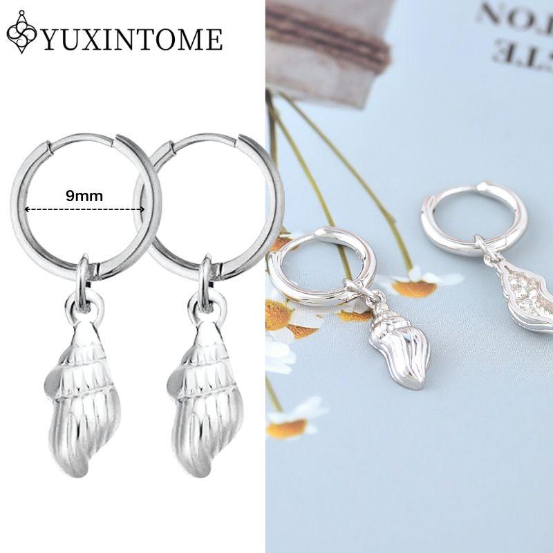 YUXINTOME 925 Silver Ear Needle Zircon Hoop gold Earrings For Women Square Plate Pendant Cutout Heart Earrings Fashion Jewelry